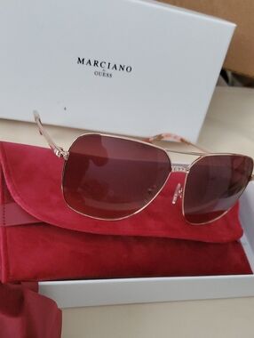 Marciano Rose Gold Sunglasses with Red Gradient Lenses